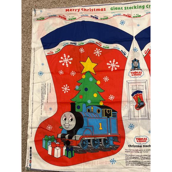 Thomas and Friends Christmas Stocking Craft Panel Giant 31" Vintage Uncut - Picture 2 of 7